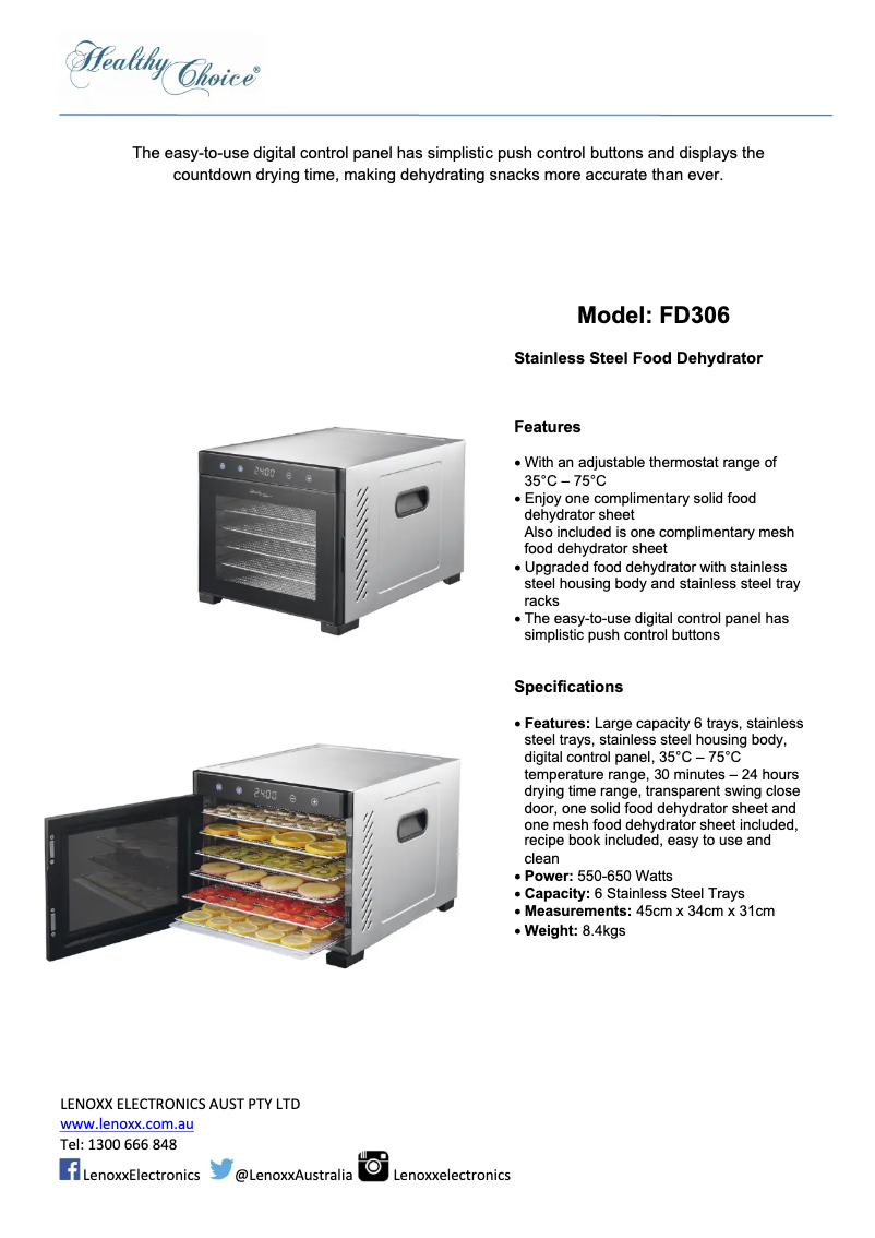 Imagen de la primera página del manual del dispositivo FD306