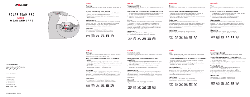 Imagen de la primera página del manual del dispositivo Team Pro shirt