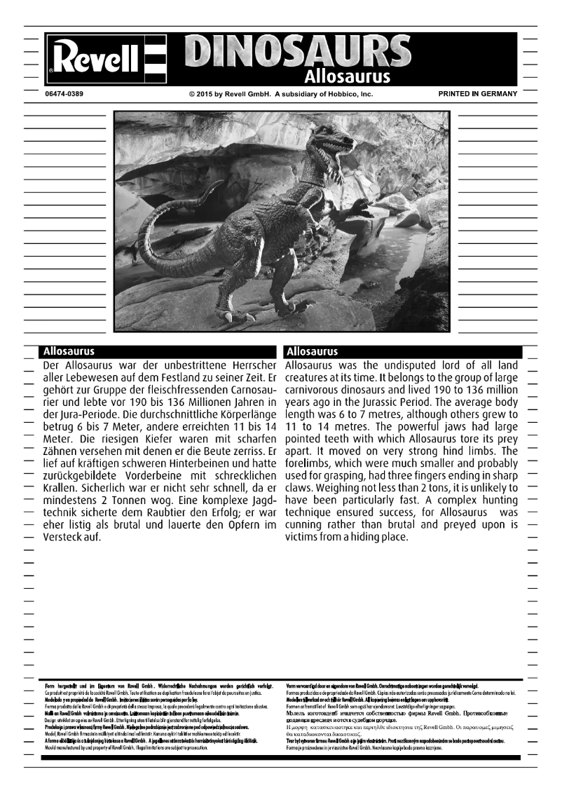 Imagen de la primera página del manual del dispositivo Allosaurus