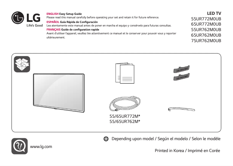 Imagen de la primera página del manual del dispositivo 55UR772M