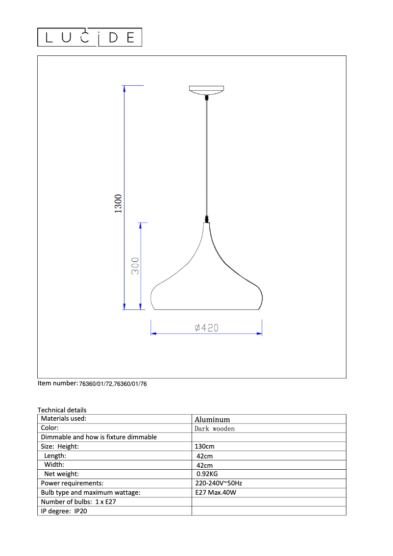 Página 1 del manual Manual de usuario Lucide Woody 76360/01/76