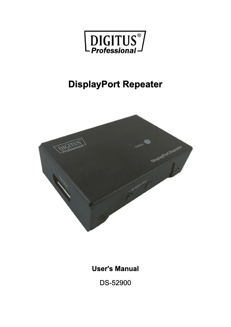 Imagen de la primera página del manual del dispositivo DisplayPort Repeater DS-52900