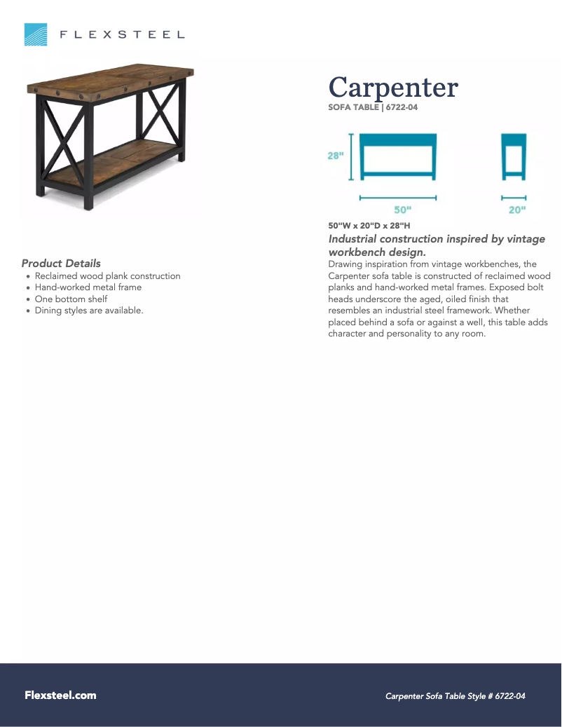 Página 1 del manual Manual de usuario Flexsteel Carpenter 6722-04