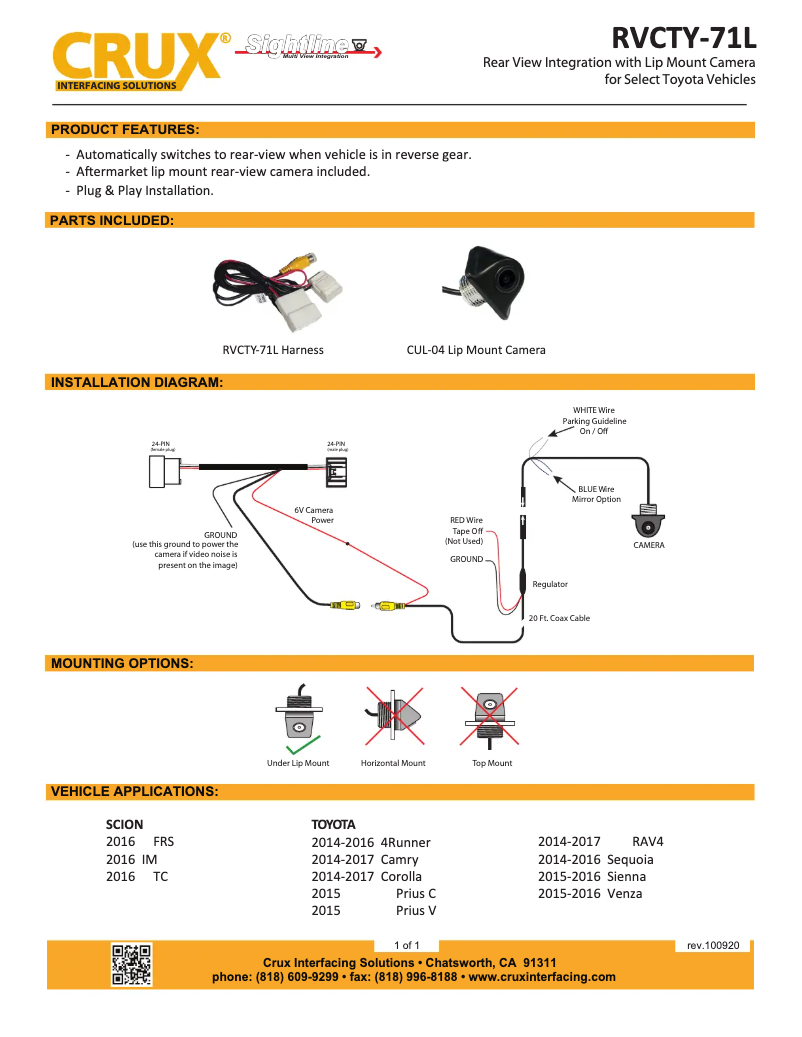 Imagen de la primera página del manual del dispositivo RVCTY-71L