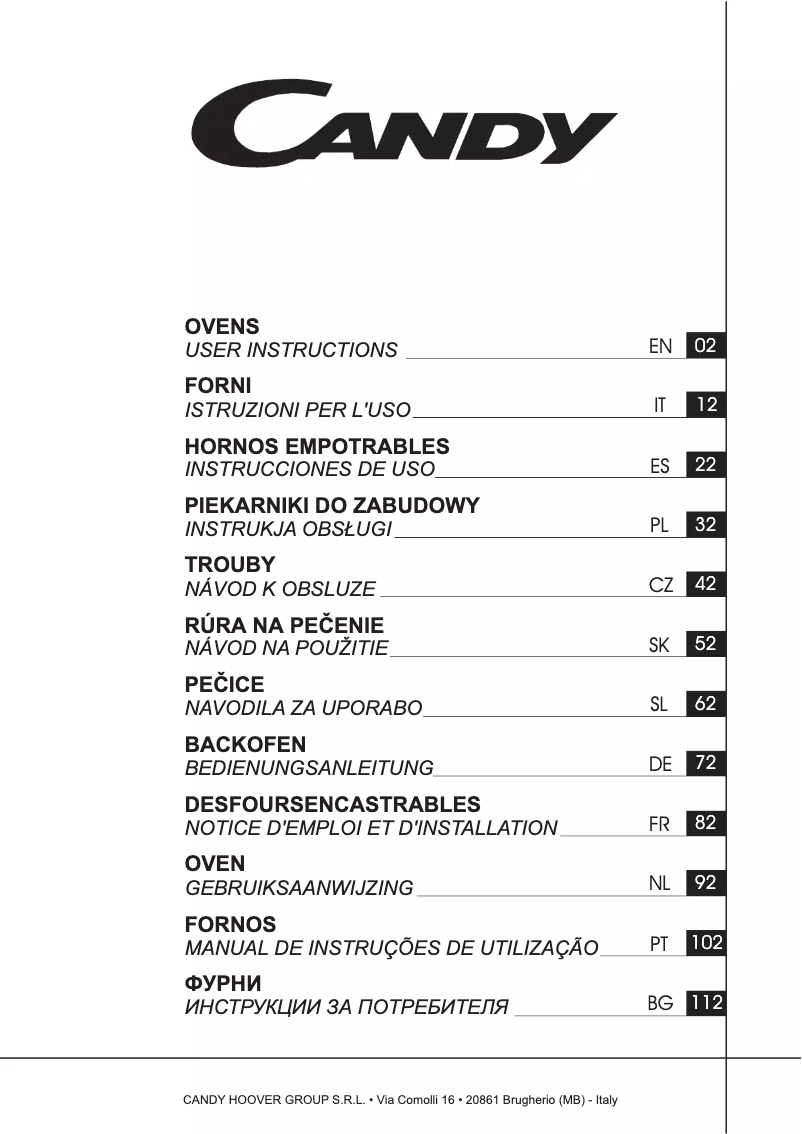 Página 1 del manual Manual de usuario Candy FCPKS826XL/E