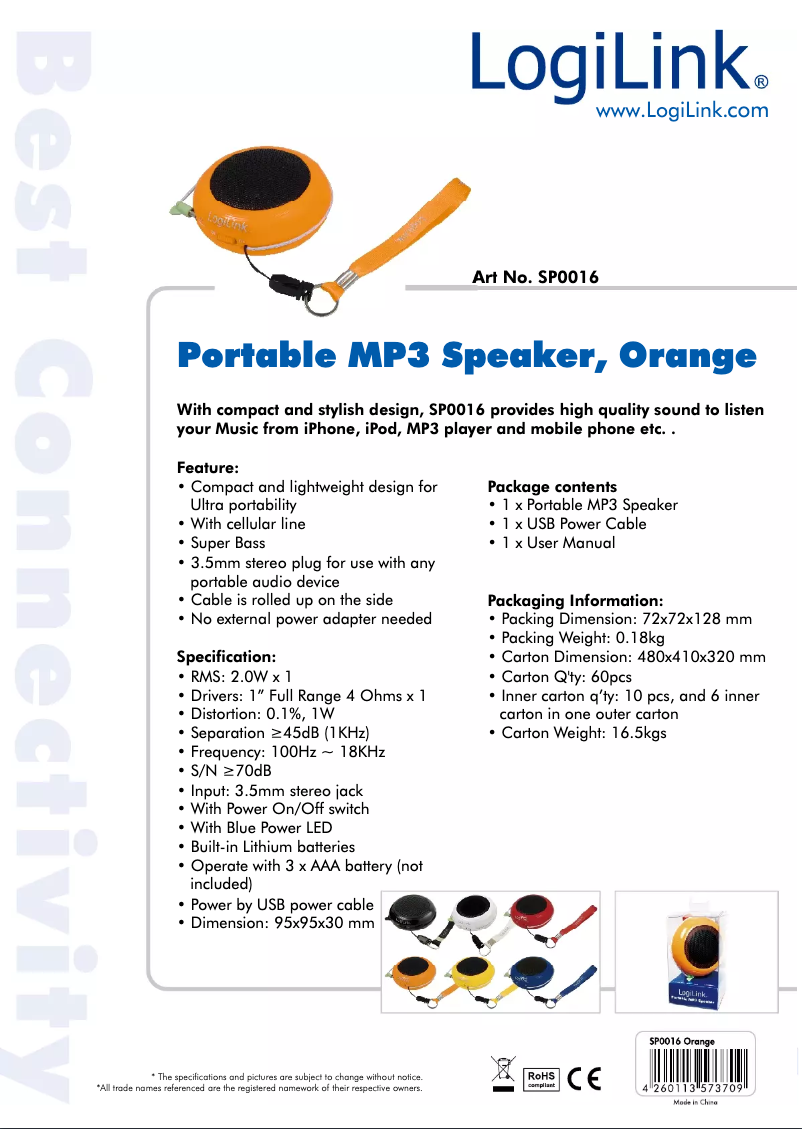 Página 1 del manual Manual de usuario LogiLink SP0016