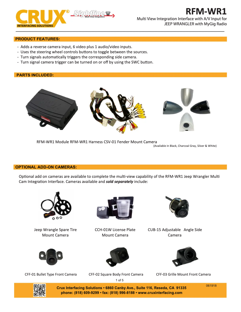 Imagen de la primera página del manual del dispositivo RFM-WR1