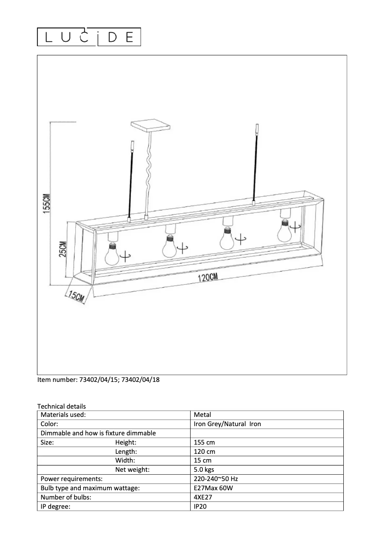 Página 1 del manual Manual de usuario Lucide Thor 73402/04/18