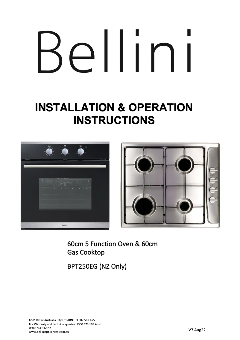 Página 1 del manual Manual de usuario Bellini BPT250EG