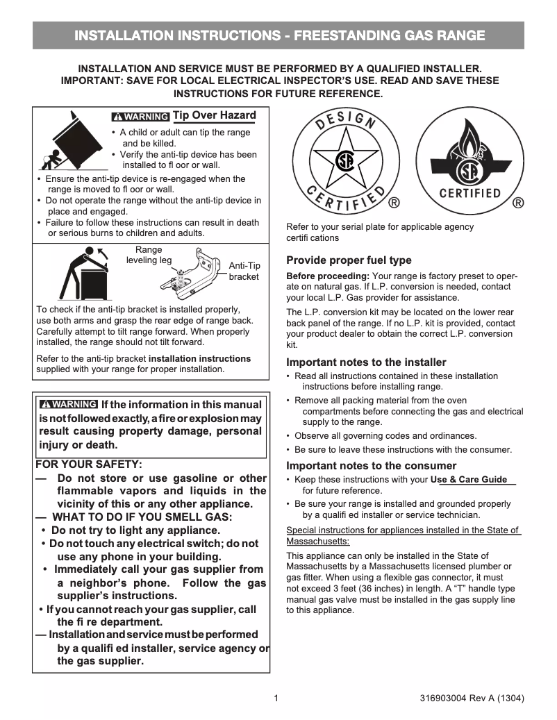 Imagen de la primera página del manual del dispositivo FCRG3052AW