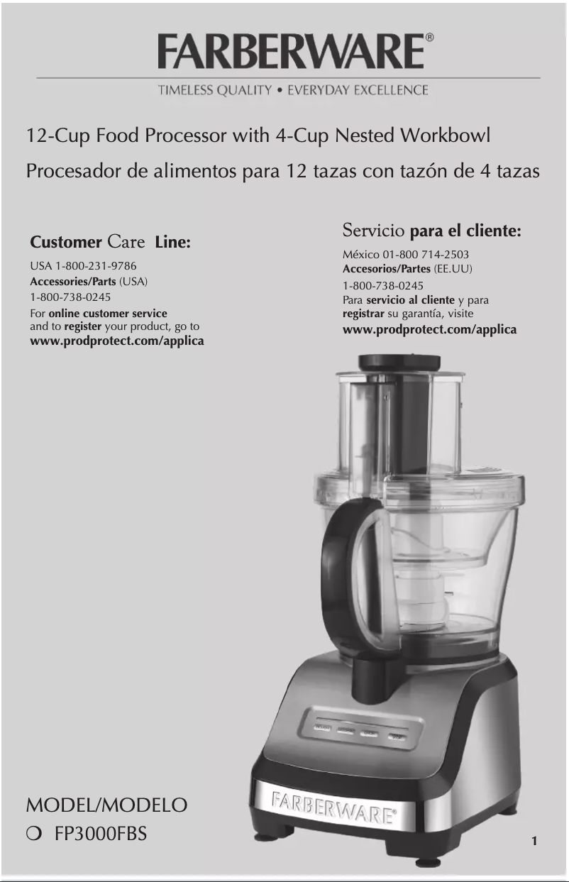 Página 1 del manual Manual de usuario Farberware FP3000FBS