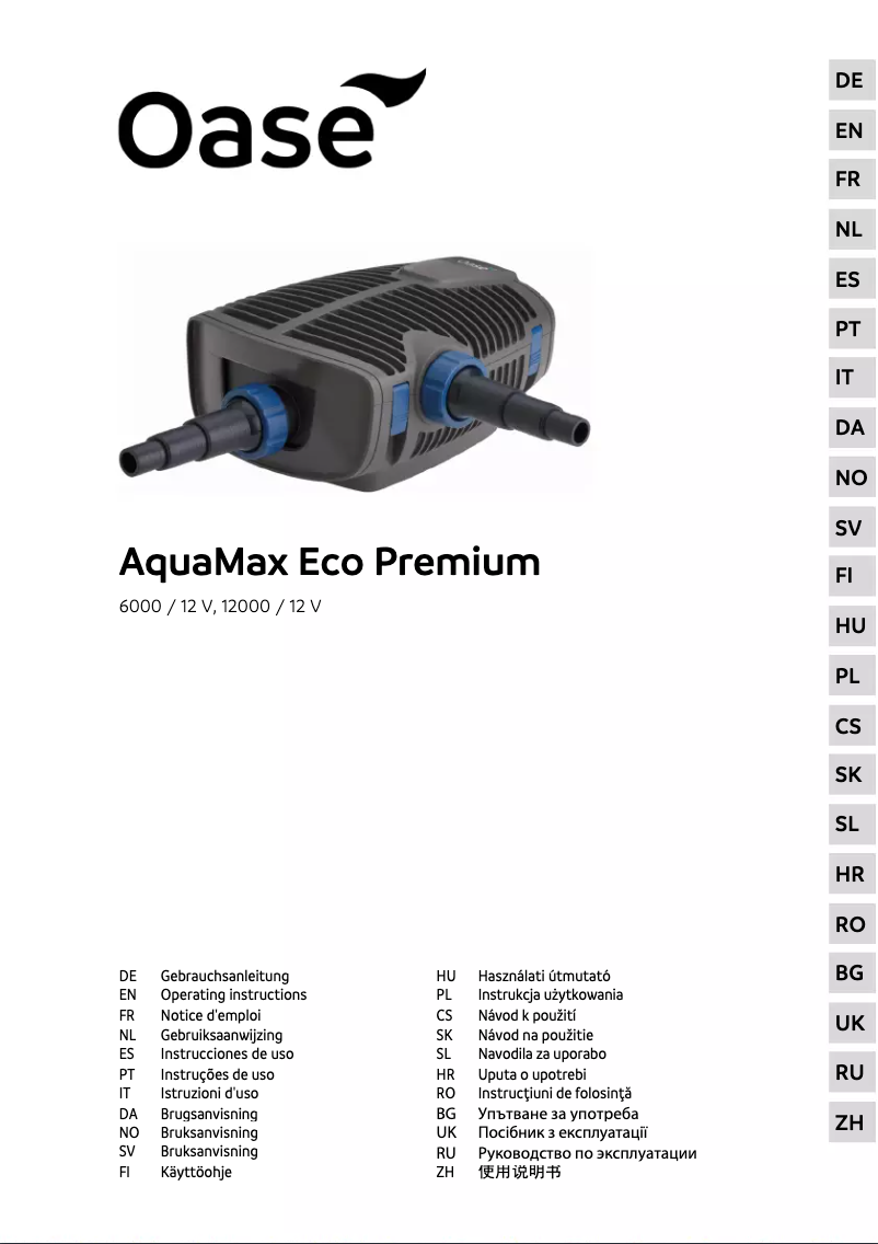 Página 1 del manual Manual de usuario Oase AquaMax Eco Premium 6000 / 12V