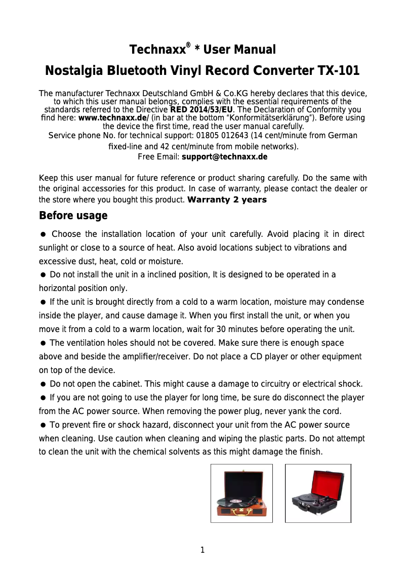 Imagen de la primera página del manual del dispositivo TX-101