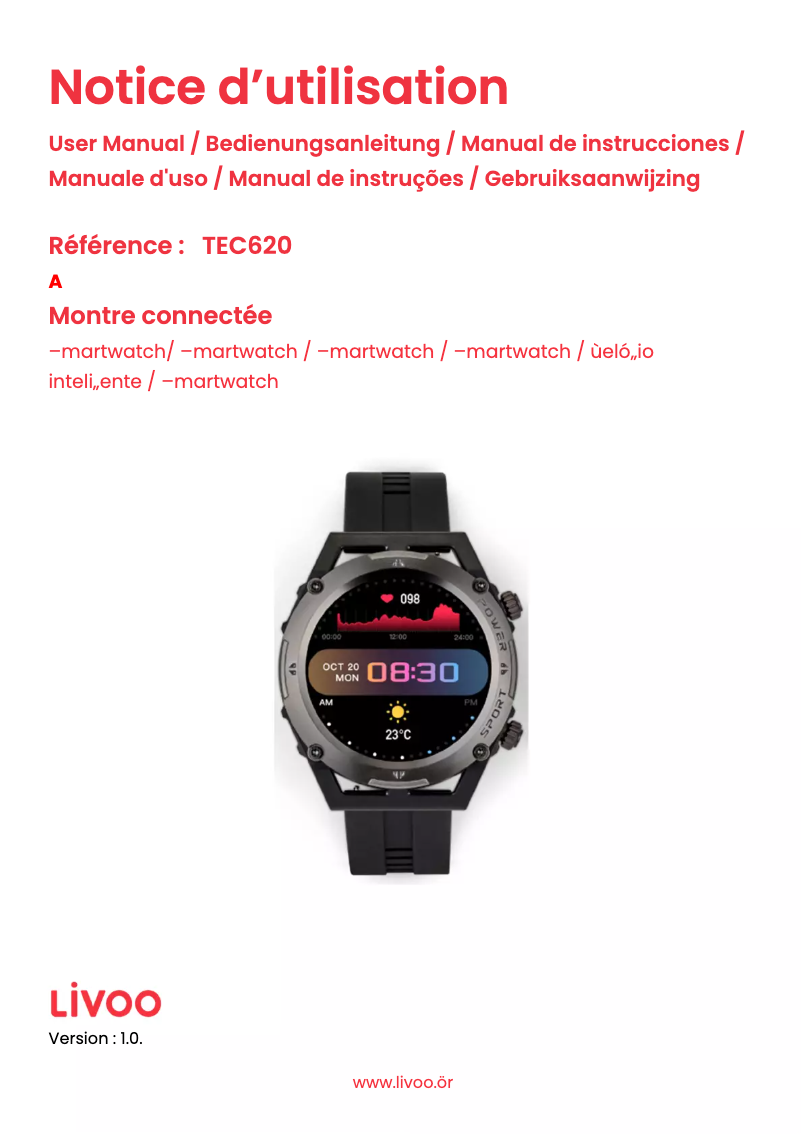 Imagen de la primera página del manual del dispositivo TEC620