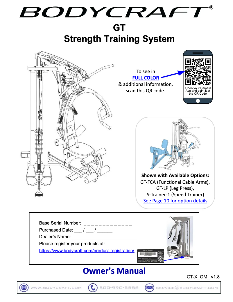 Página nº 1 - Manual de usuario BodyCraft GT Gym