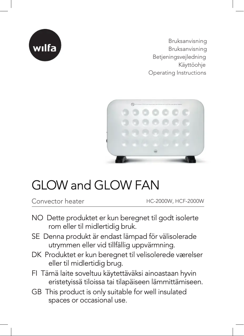 Página 1 del manual Manual de usuario Wilfa Glow Fan HCF-2000W