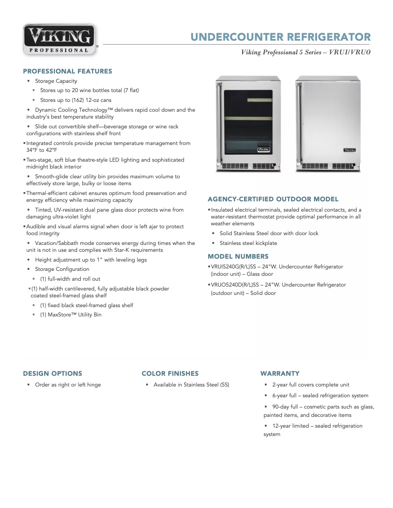 Imagen de la primera página del manual del dispositivo VRUI5240GRSS