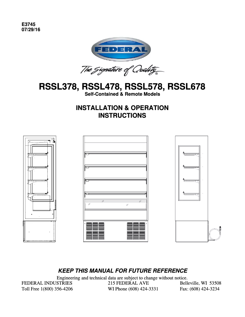 Página 1 del manual Manual de usuario Federal RSSL478SC