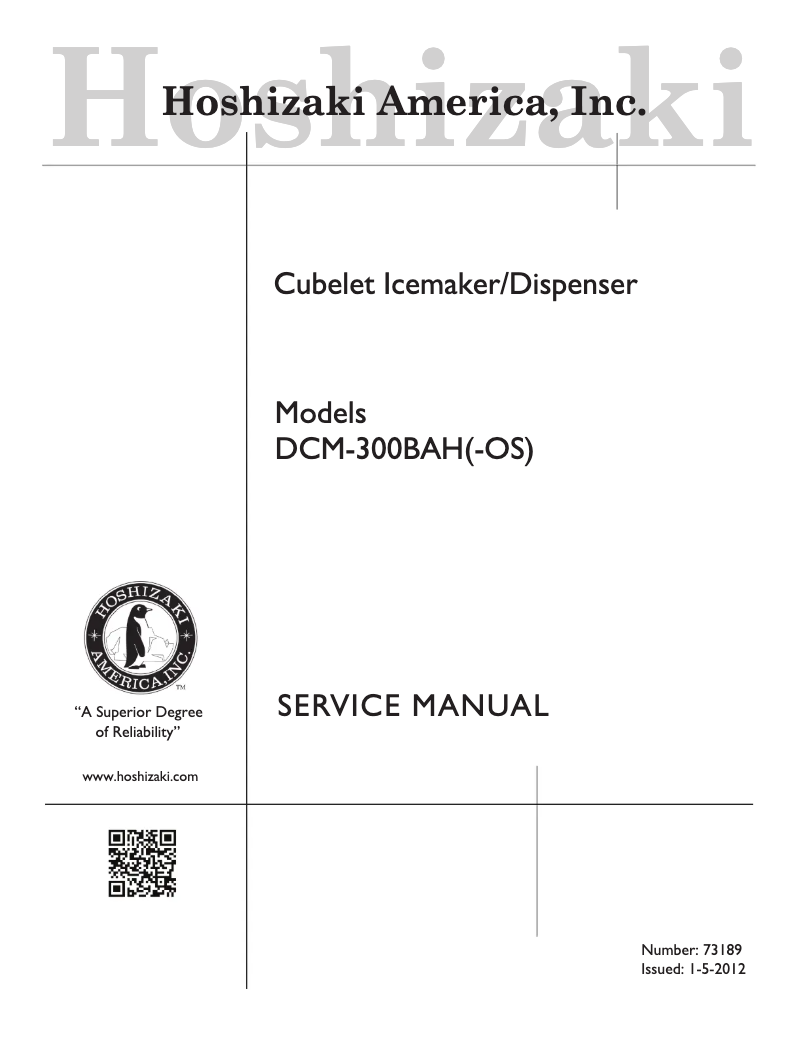 Página 1 del manual Manual de usuario Hoshizaki DCM-300BAH