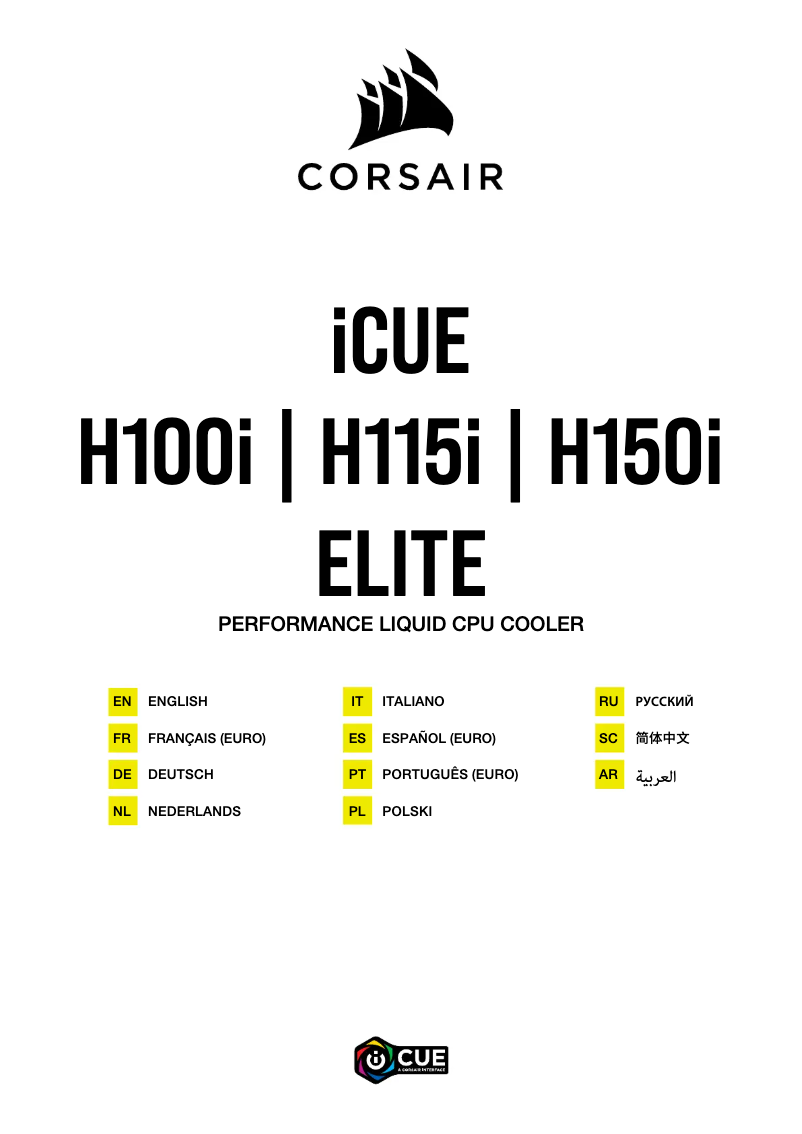 Página 1 del manual Guía de inicio rápido Corsair iCUE H150i RGB PRO XT