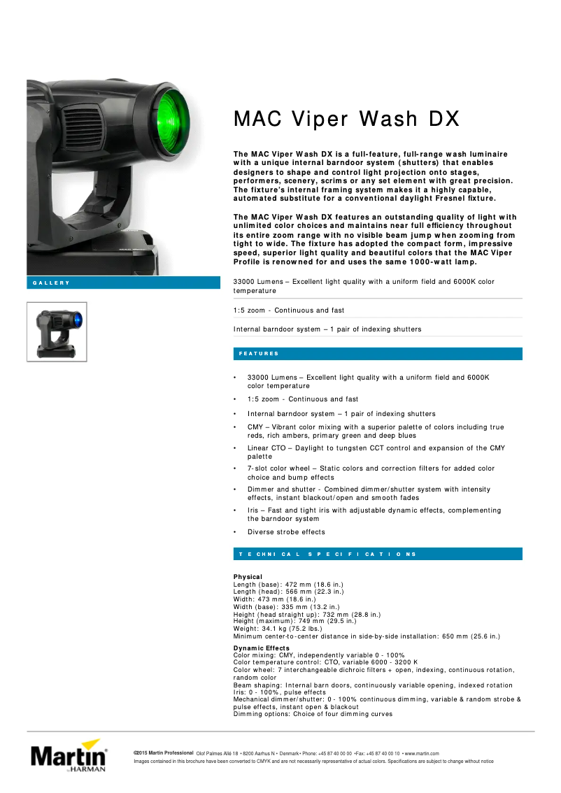 Imagen de la primera página del manual del dispositivo MAC Viper Wash DX