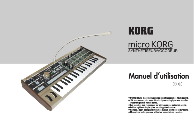 Imagen de la primera página del manual del dispositivo microKORG Crystal