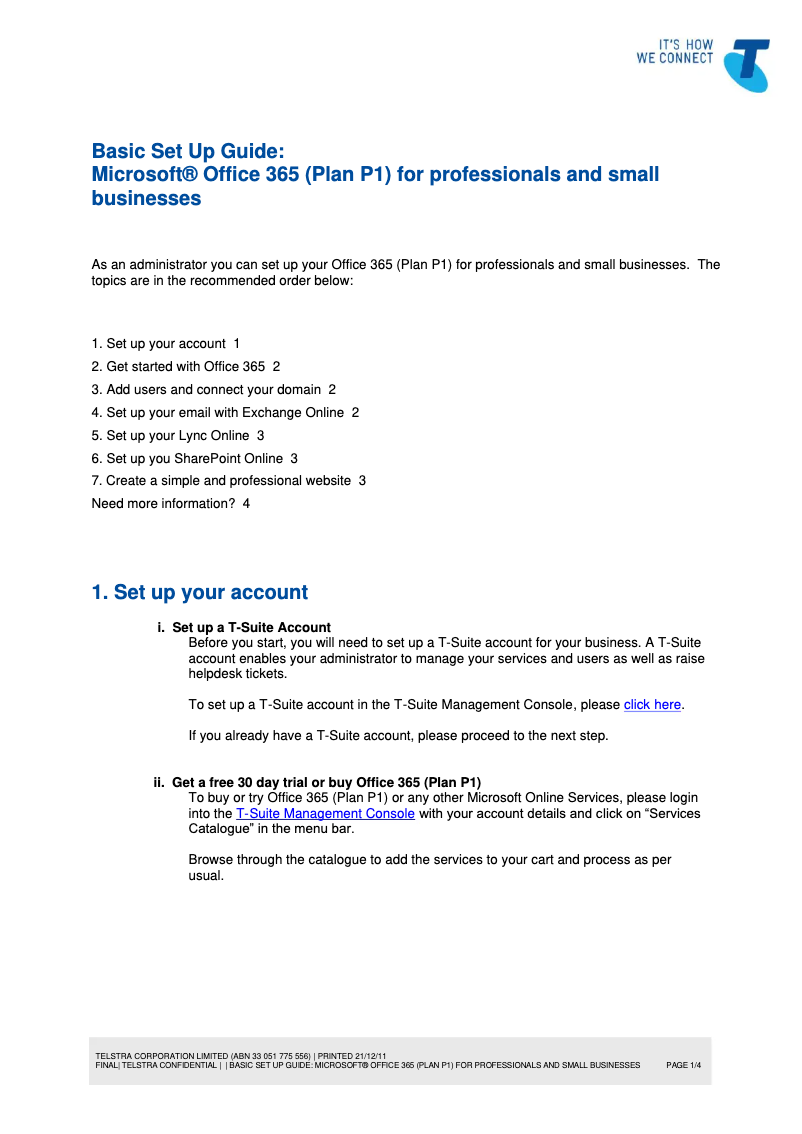 Imagen de la primera página del manual del dispositivo Office 365