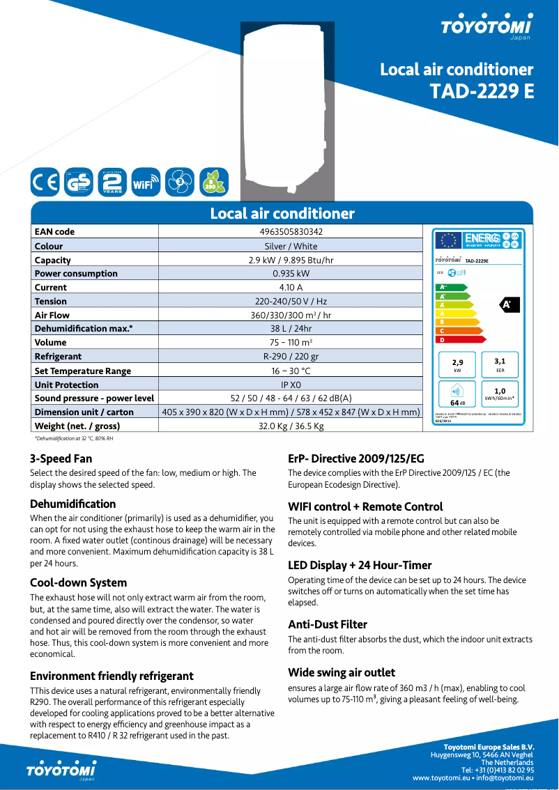 Imagen de la primera página del manual del dispositivo TAD-2229E