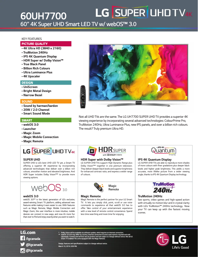 Imagen de la primera página del manual del dispositivo 60UH7700