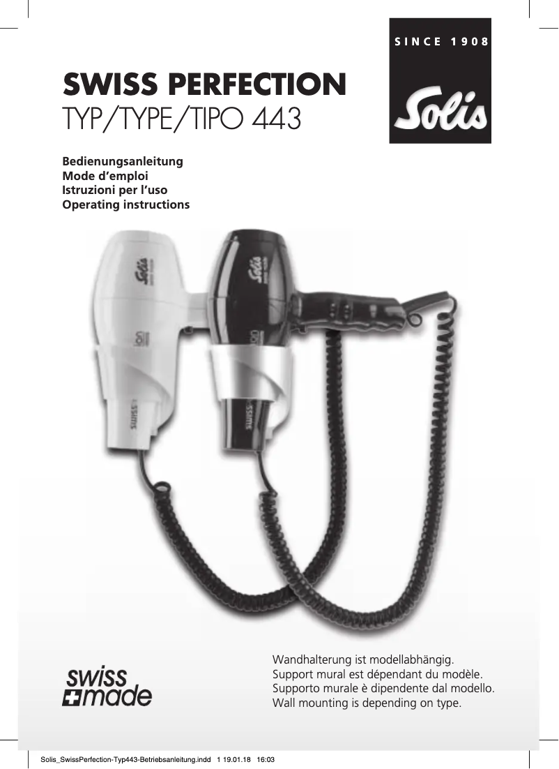Página 1 del manual Manual de usuario Solis Swiss Perfection 443