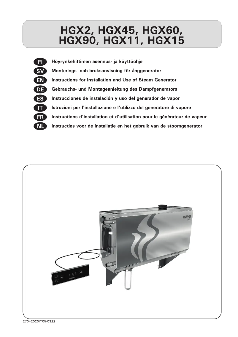 Página 1 del manual Manual de usuario Harvia HGX60