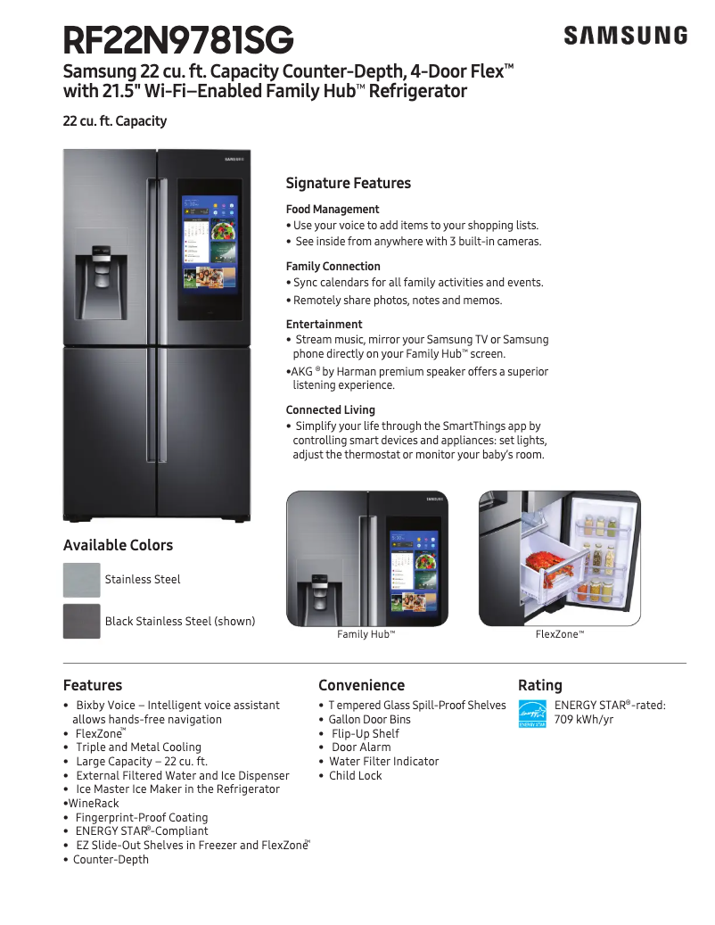 Página 1 del manual Ficha técnica Samsung RF22N9781SG/AA