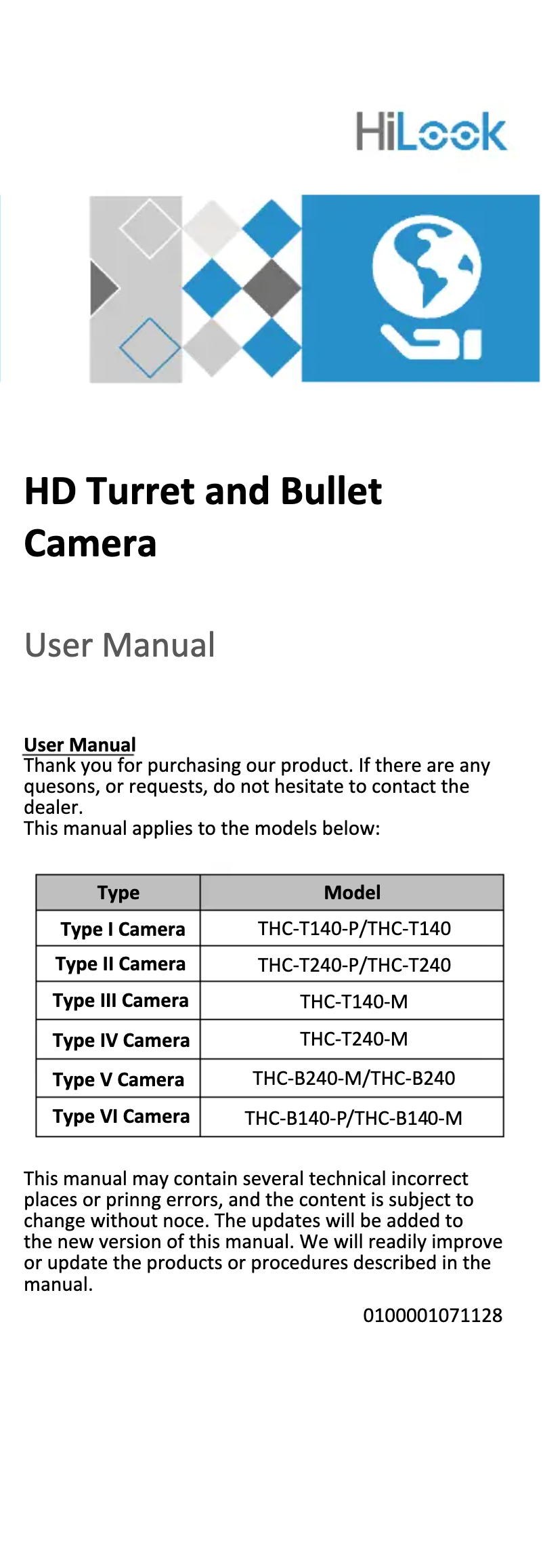 Imagen de la primera página del manual del dispositivo THC-B240