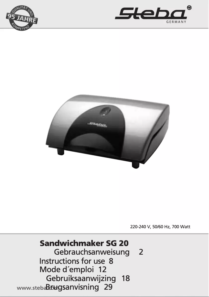 Página 1 del manual Manual de usuario Steba SG 20