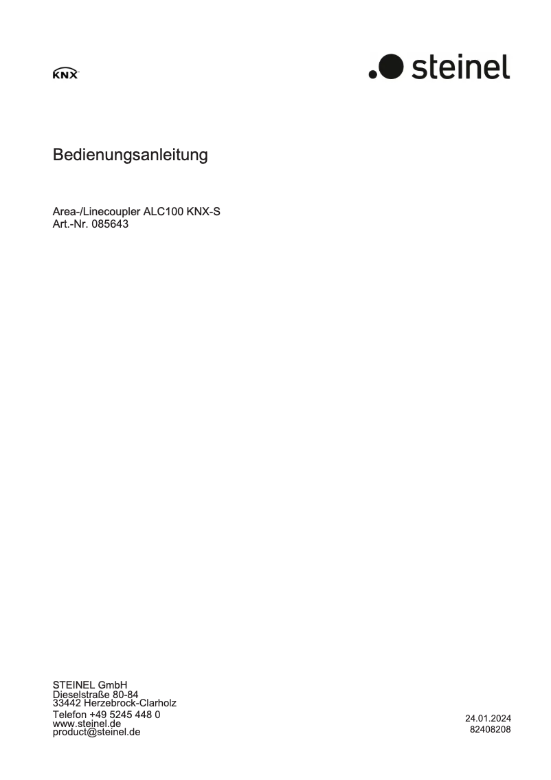 Imagen de la primera página del manual del dispositivo ALC100 KNX