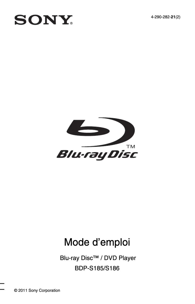 Imagen de la primera página del manual del dispositivo BDP-S185