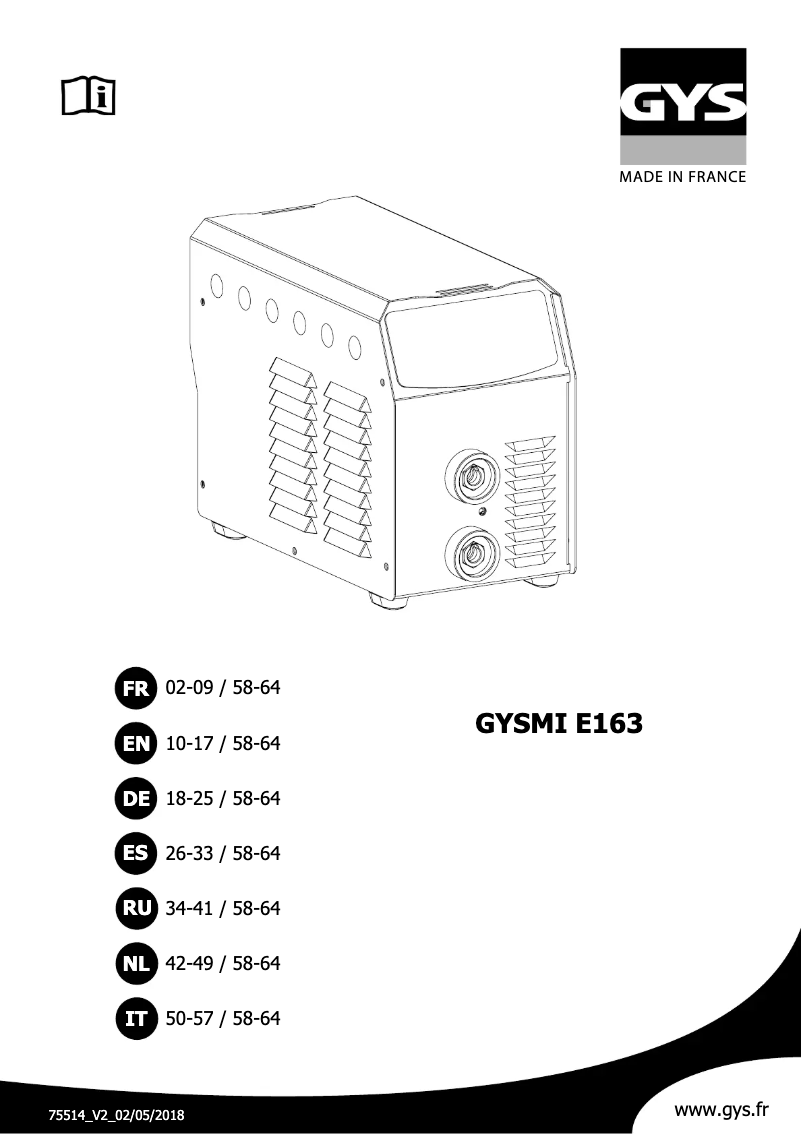 Página nº 1 - Manual de usuario GYS GYSMI E163