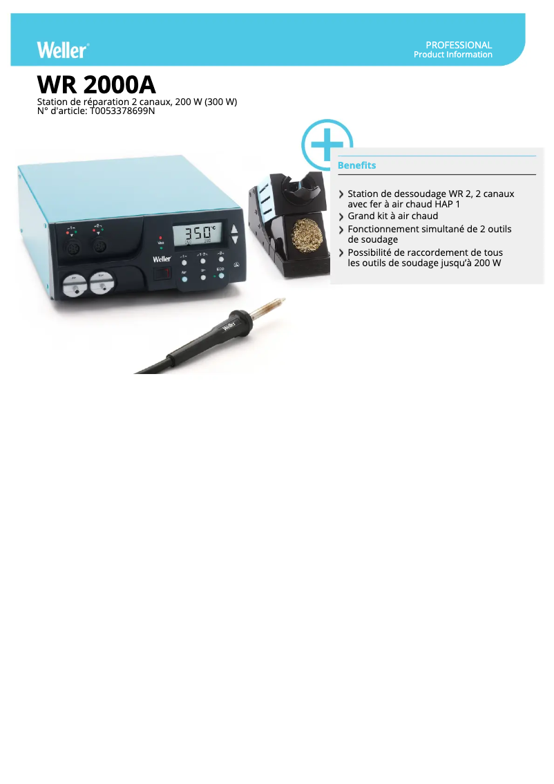 Página 1 del manual Ficha técnica Weller WR 2000A