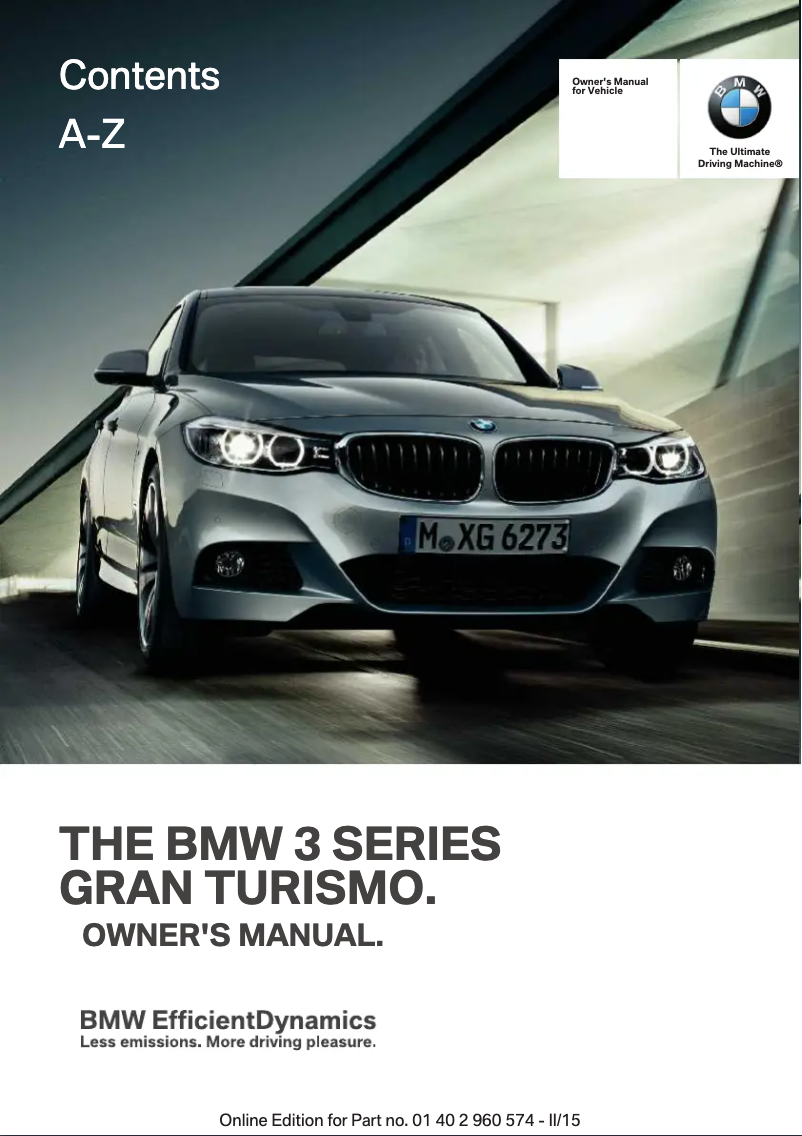 Página 1 del manual Manual de usuario BMW 328i xDrive Gran Turismo (2016)