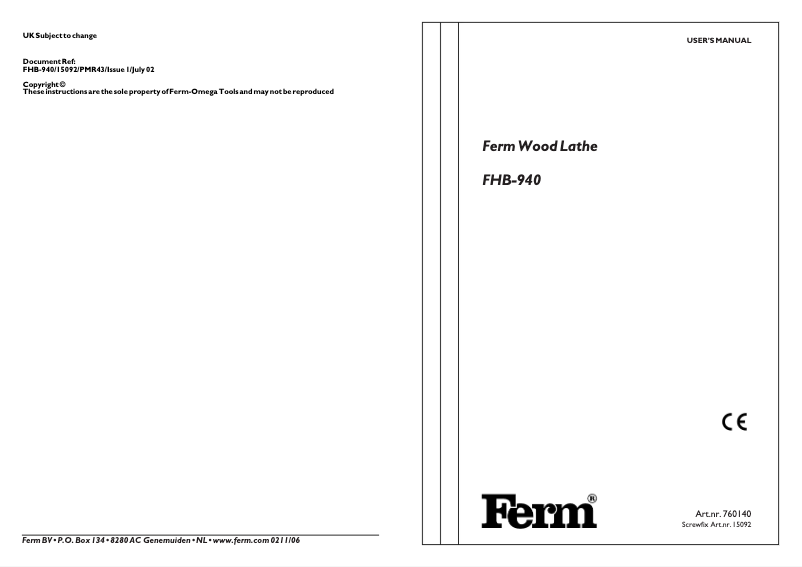 Imagen de la primera página del manual del dispositivo FHB-940