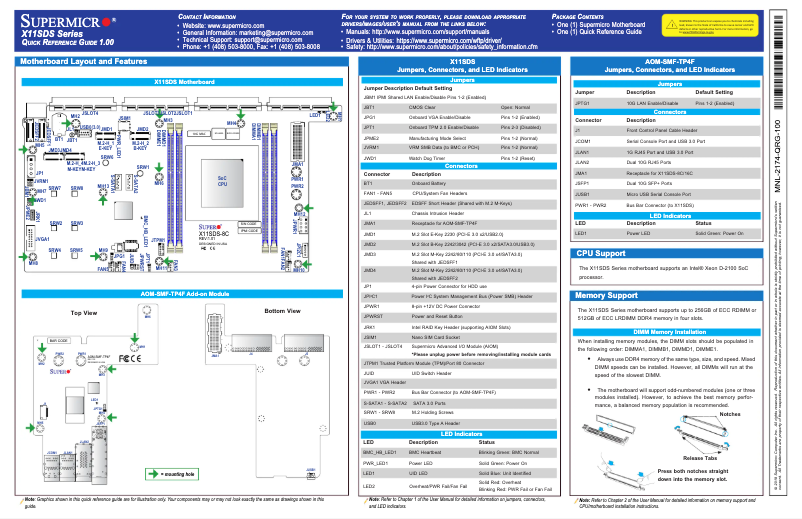 Página 1 del manual Guía de inicio rápido Supermicro X11SDS-16C