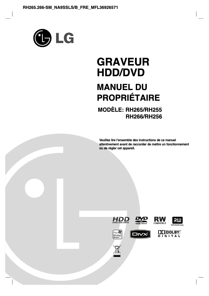 Página nº 1 - Manual de usuario LG RH256