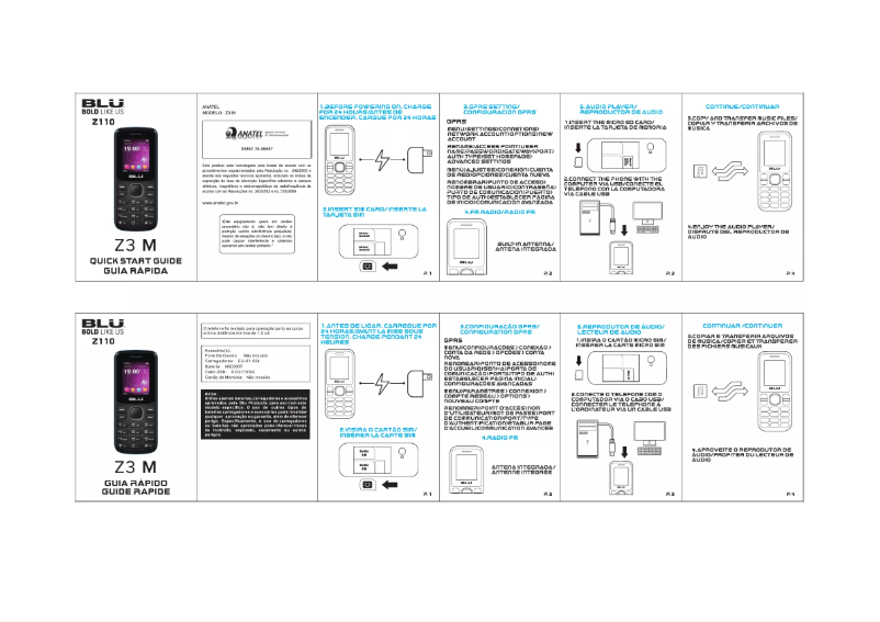 Imagen de la primera página del manual del dispositivo Z3 M