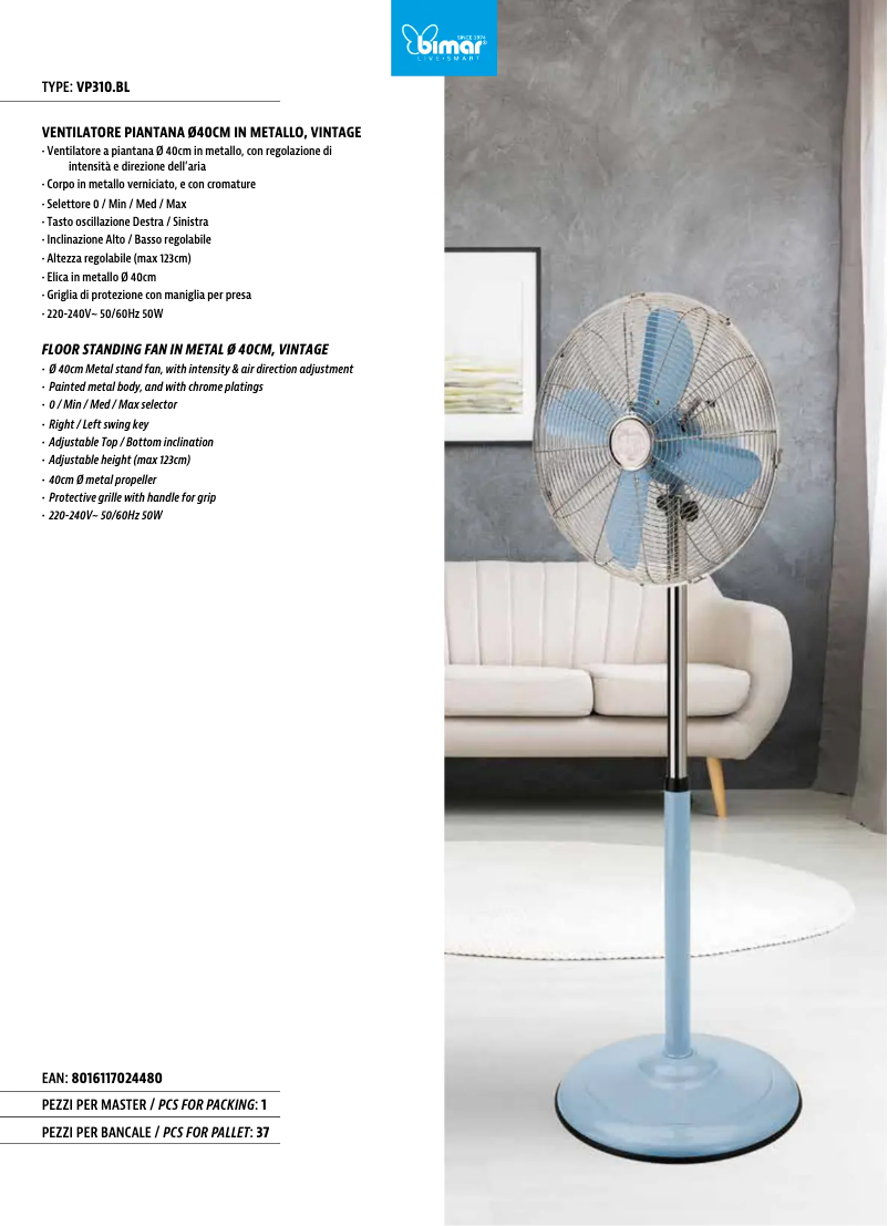 Página 1 del manual Ficha técnica Bimar VP310