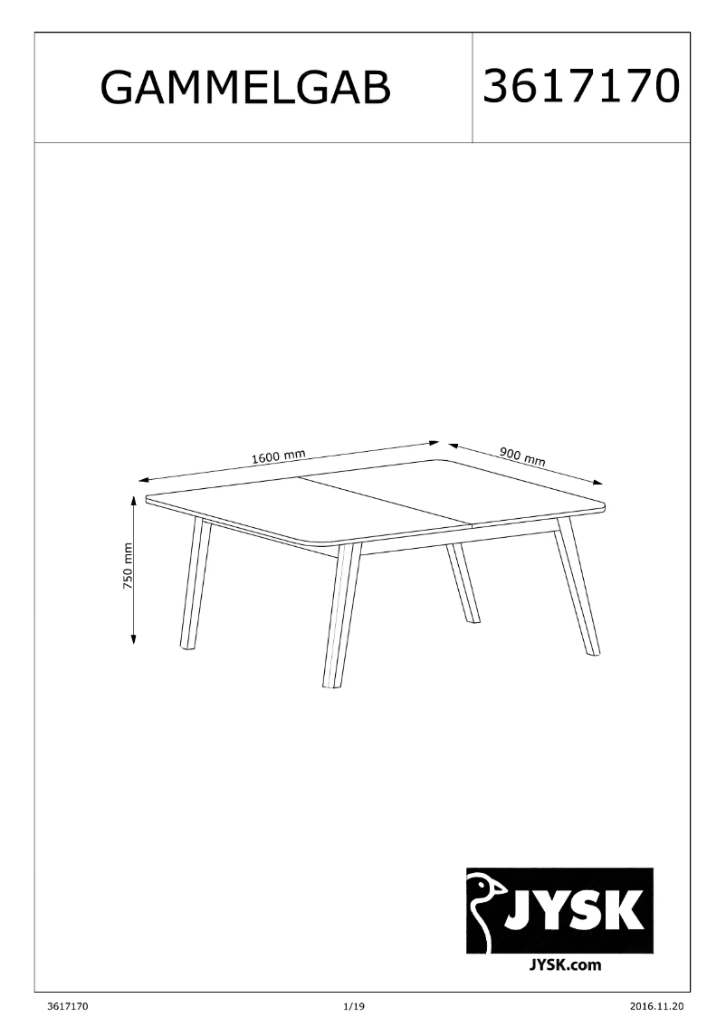 Página nº 1 - Manual de usuario JYSK Gammelgab (90x200x75)