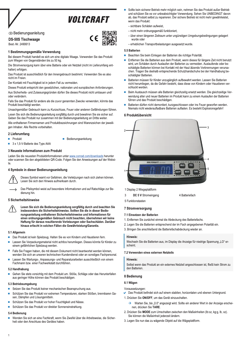 Imagen de la primera página del manual del dispositivo DS-50S