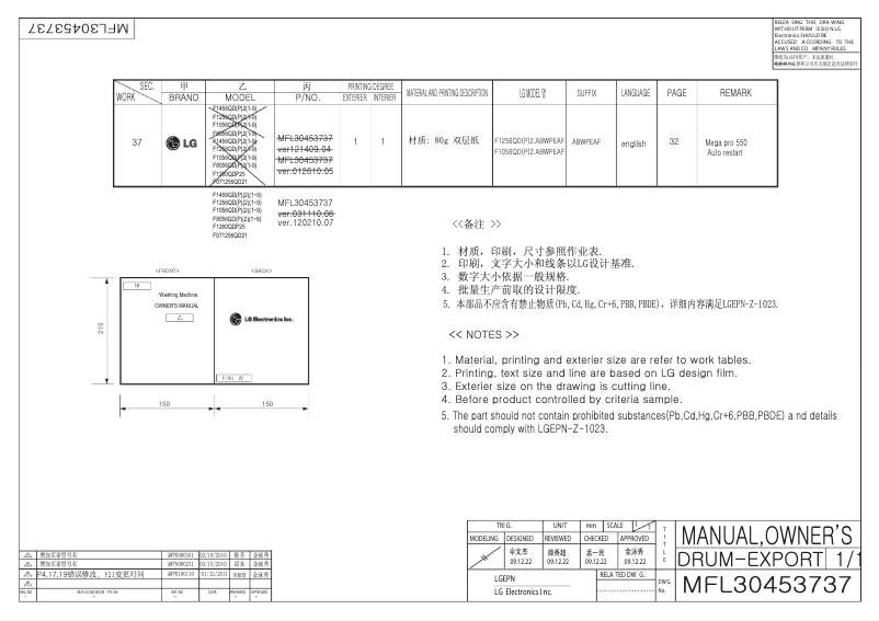 Página 1 del manual Manual de usuario LG F1056QDP25