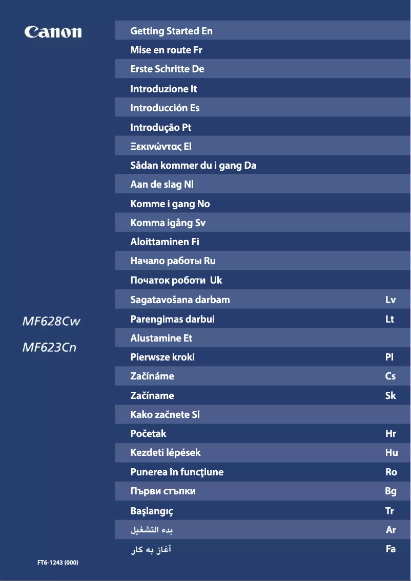 Imagen de la primera página del manual del dispositivo i-SENSYS MF628Cw