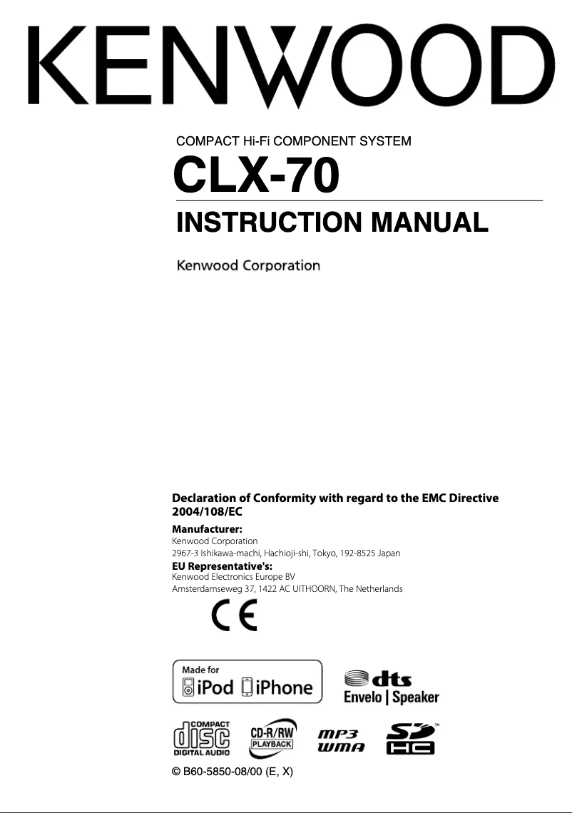 Imagen de la primera página del manual del dispositivo CLX-70-B