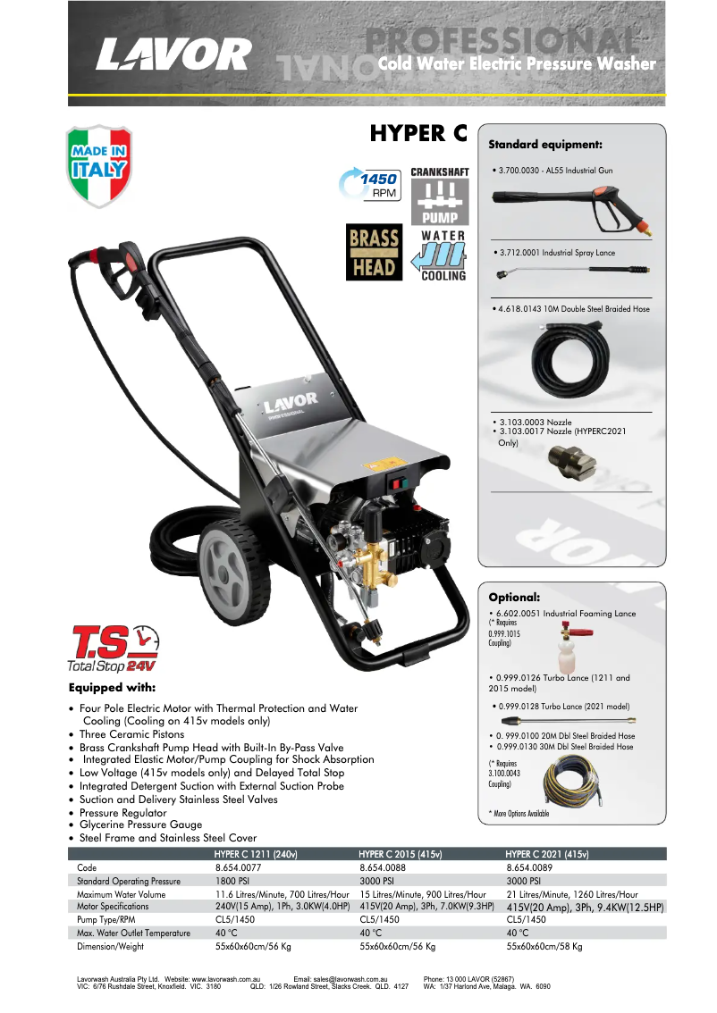 Página nº 1 - Ficha técnica Lavorwash Hyper C